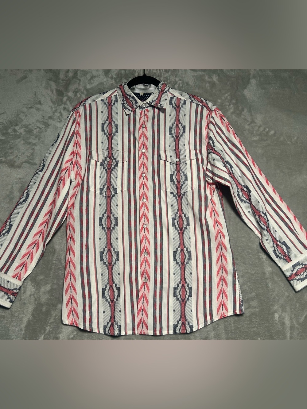 Scully Pearl Snap Aztec Print Western Shirt Men’s Small White Red